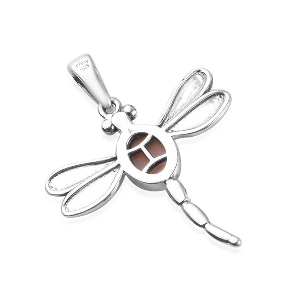 Pink Opal Dragonfly Pendant in Sterling Silver - Picture 3 of 5